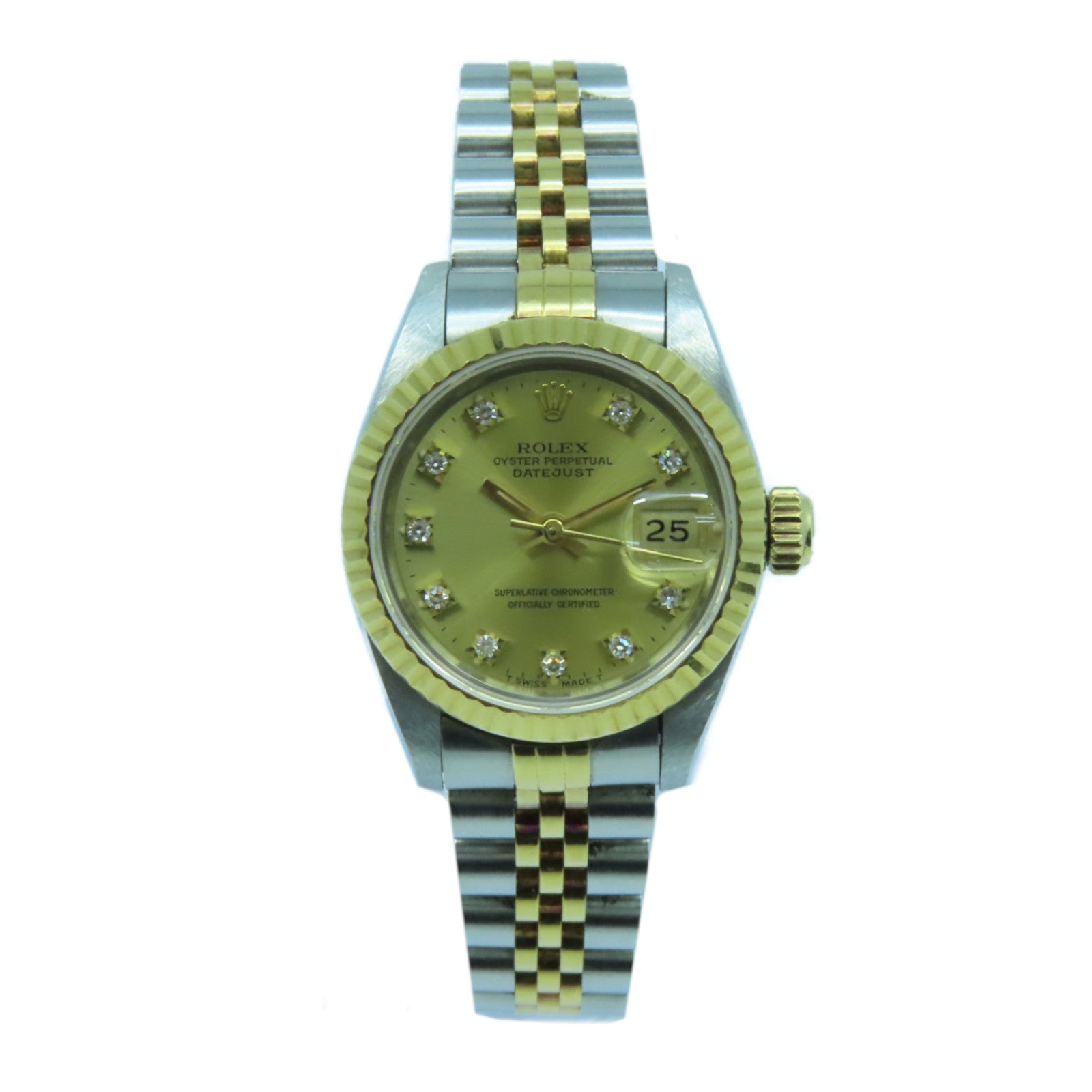 ROLEX 18K黃金Datejust不鏽鋼手錶自動機芯金色