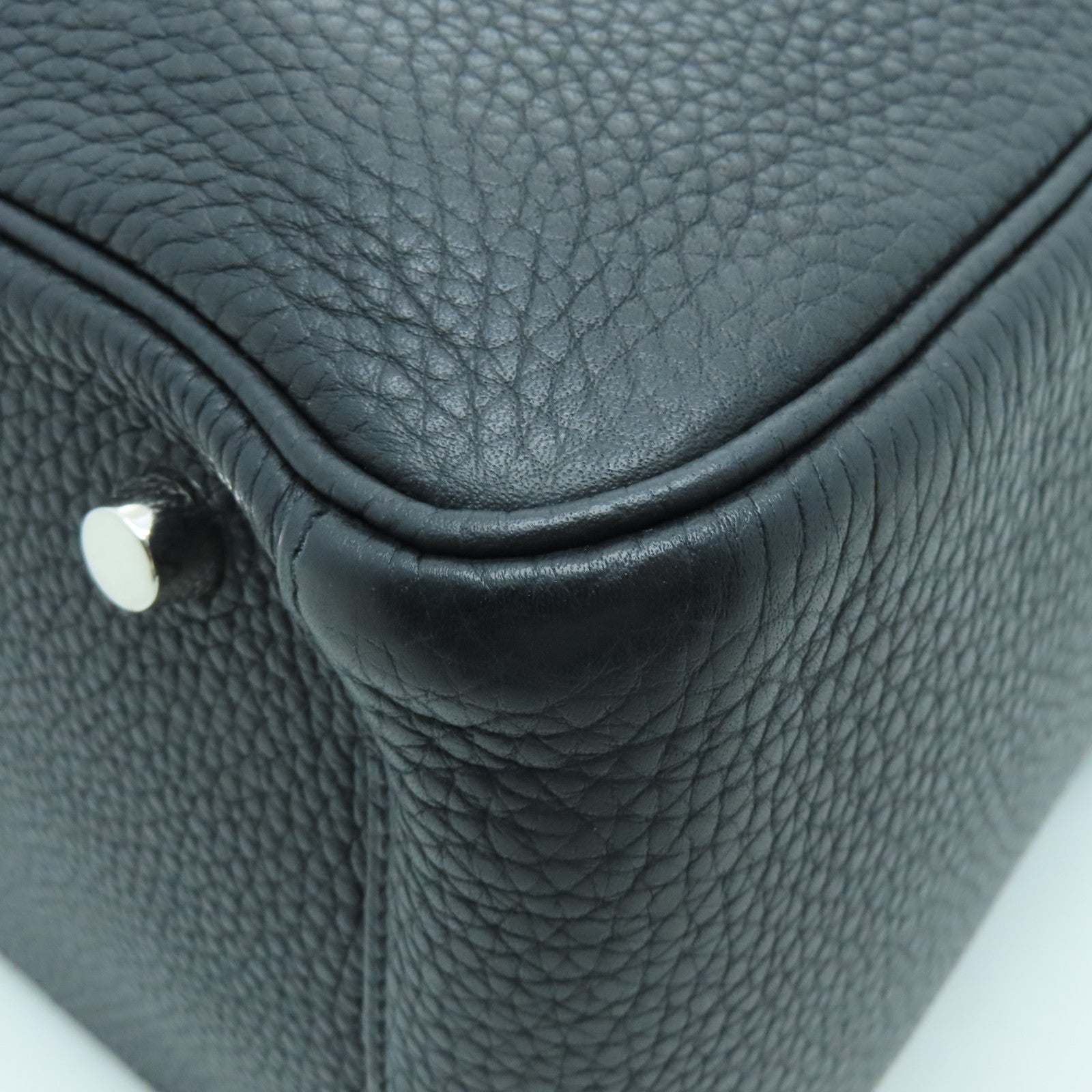 HERMES Clemence皮革Lindy 30銀扣手挽肩背兩用袋黑色