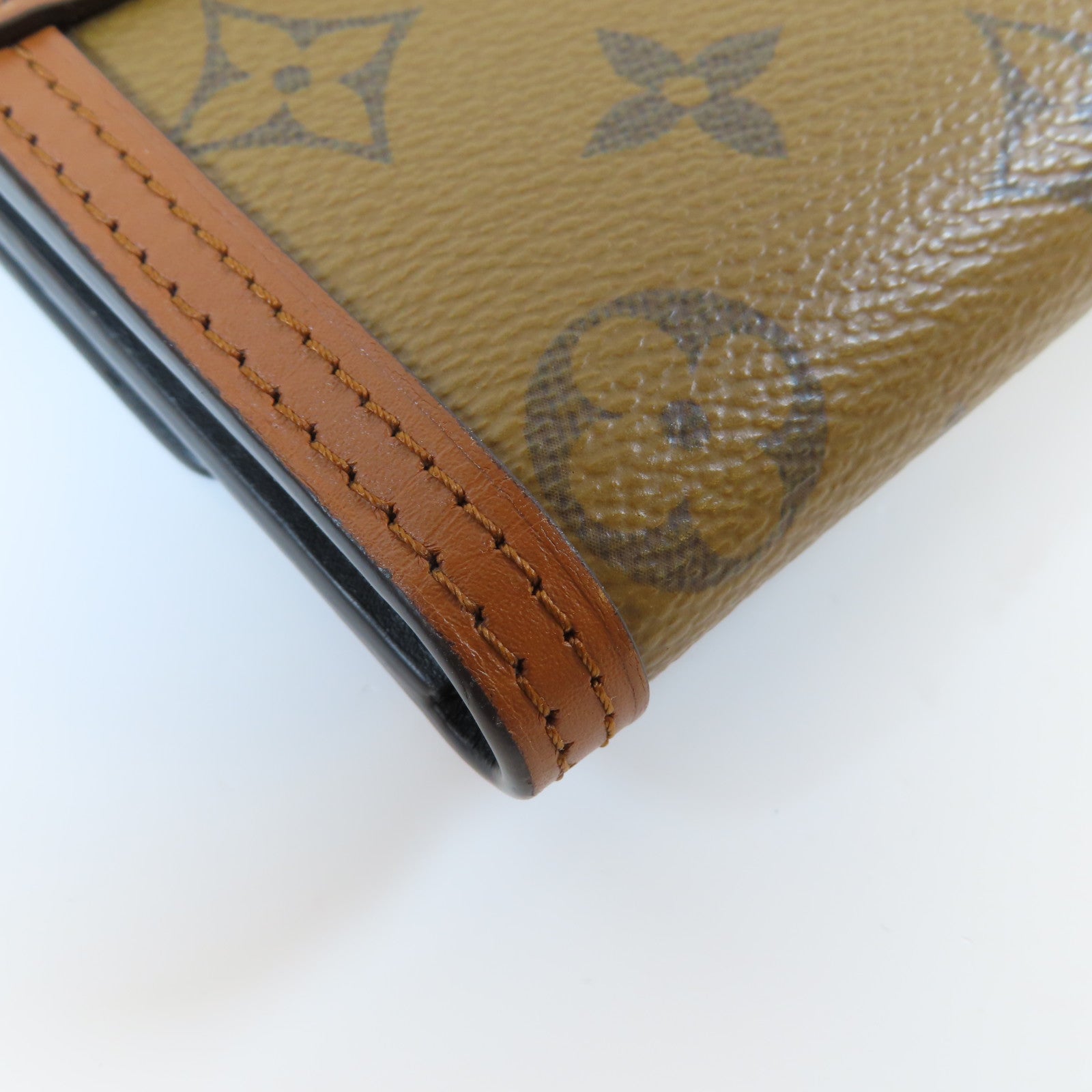 LOUIS VUITTON Monogram Reverse Dauphine金扣錢包啡色