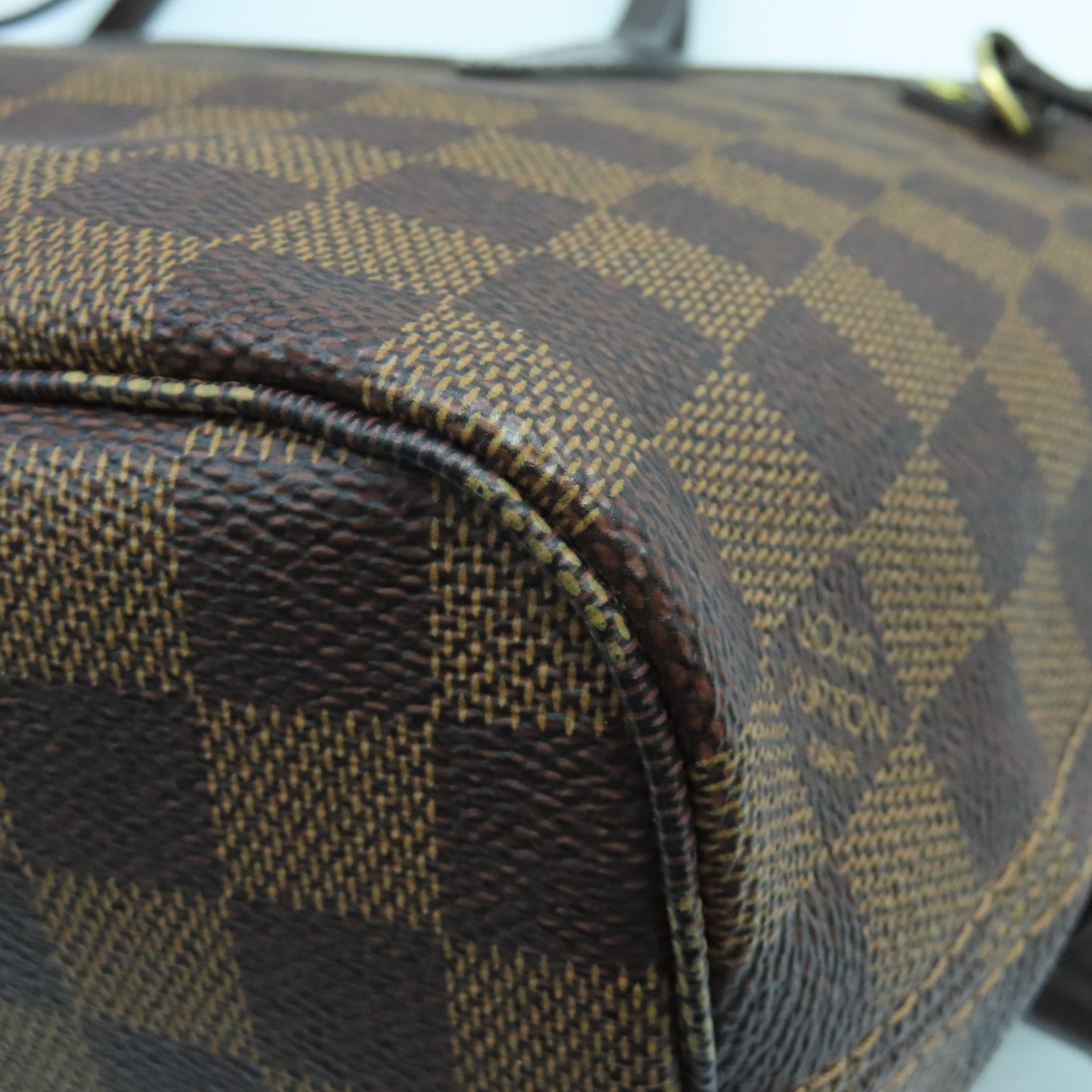 LOUIS VUITTON Damier Neverfull PM金扣手挽袋啡色