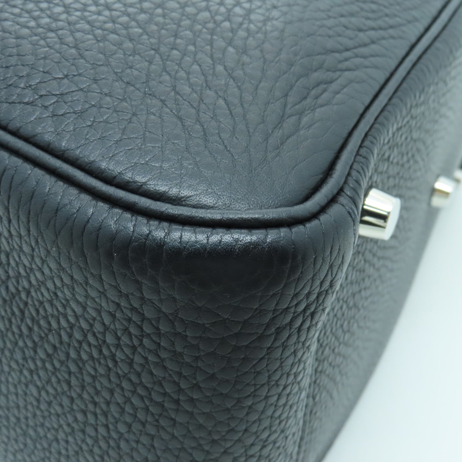 HERMES Clemence皮革Lindy 30銀扣手挽肩背兩用袋黑色