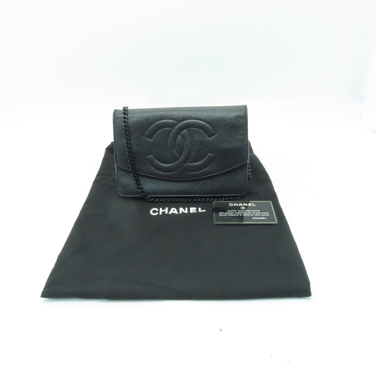 CHANEL 【激減優惠】Caviar皮革WOC Shoulder Bag金扣鏈帶肩背袋黒色