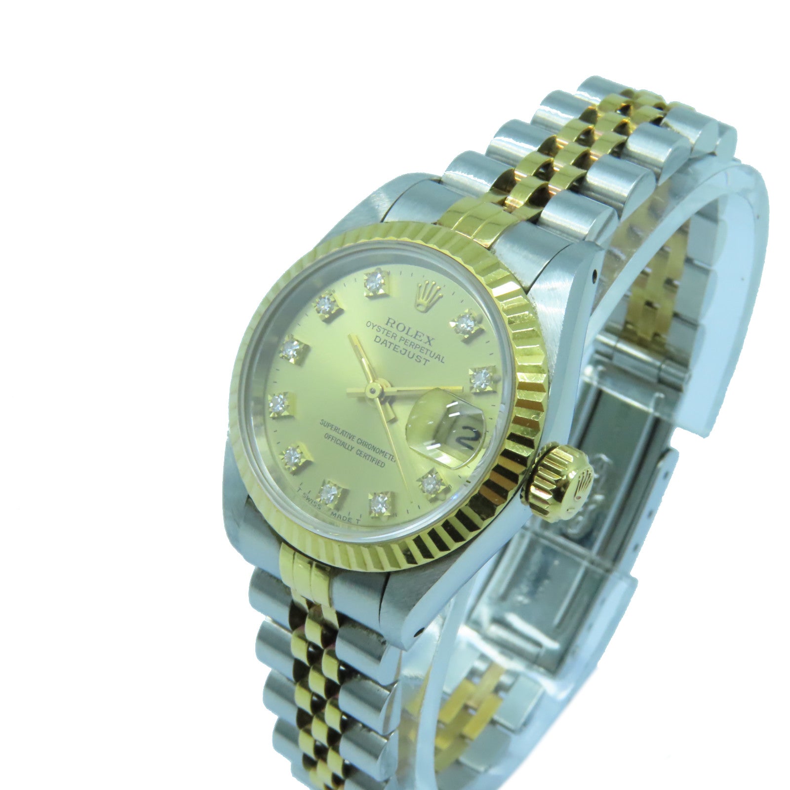 ROLEX 18K黃金Datejust不鏽鋼手錶自動機芯金色