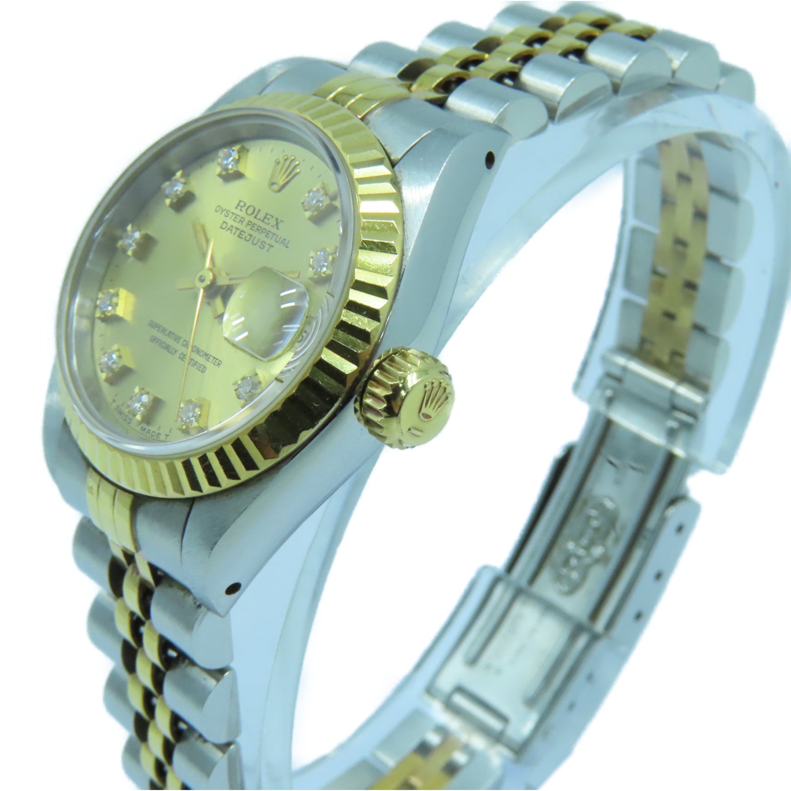 ROLEX 18K黃金Datejust不鏽鋼手錶自動機芯金色
