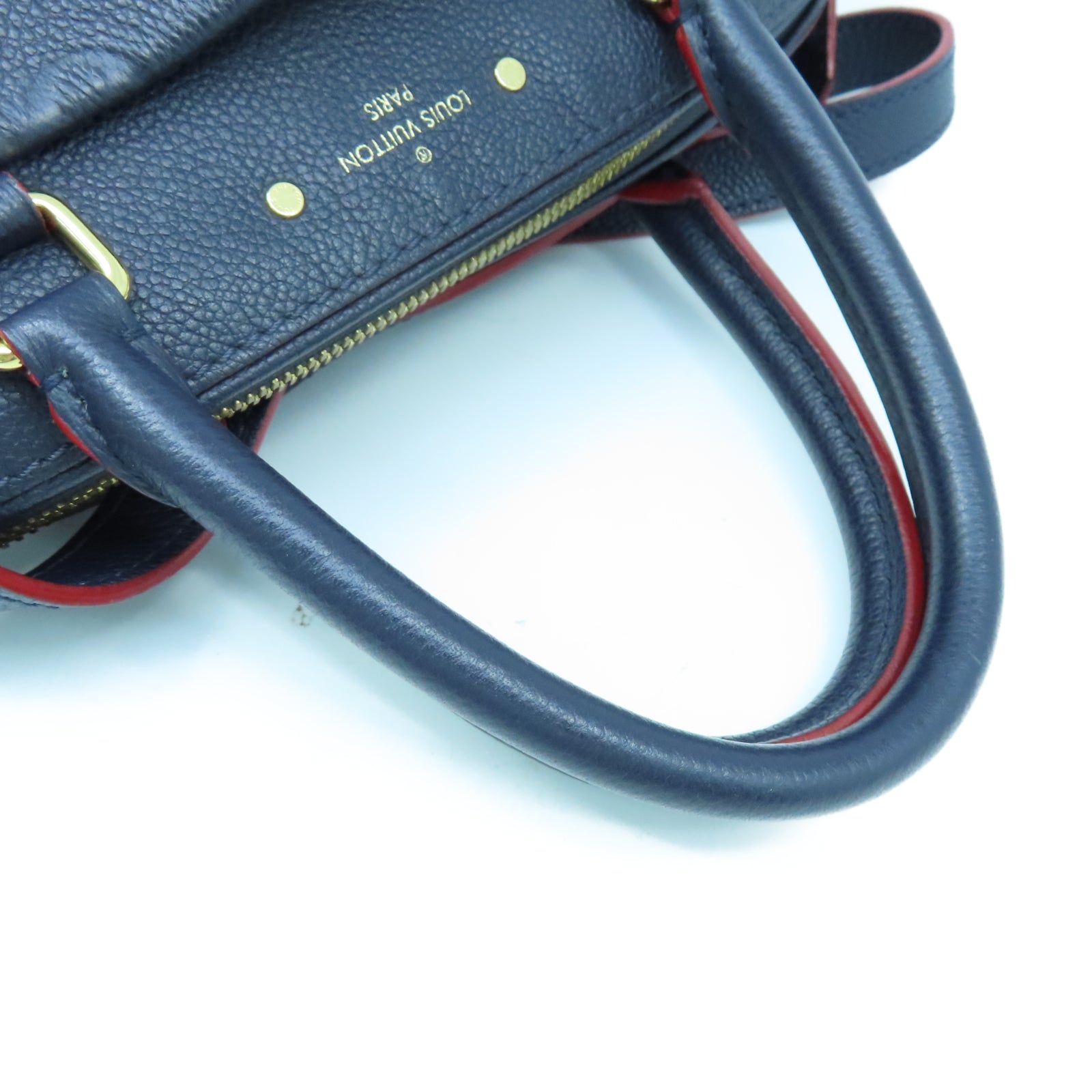 LOUIS VUITTON Monogram Empreient Speedy 25 Bandouliere金扣手挽袋藍色
