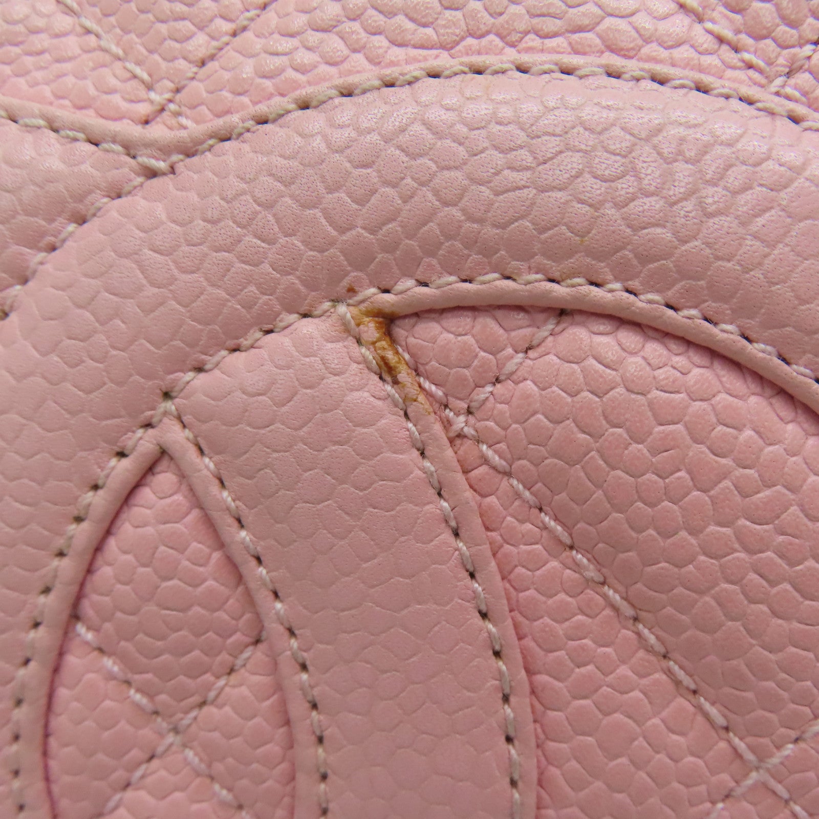 CHANEL 菱格Caviar皮革Chain Shoulder金扣肩背袋粉红