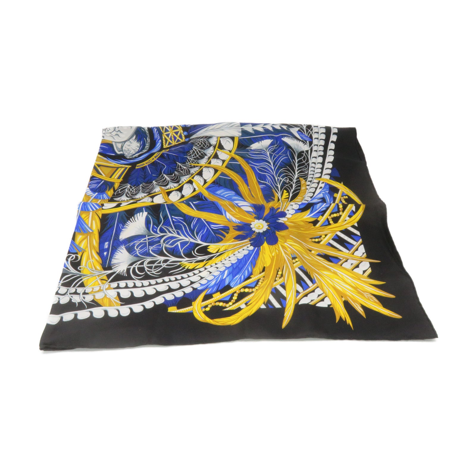 HERMES Silk Scarf 90cmx90cm Silk Scarf Black/Blue/Color