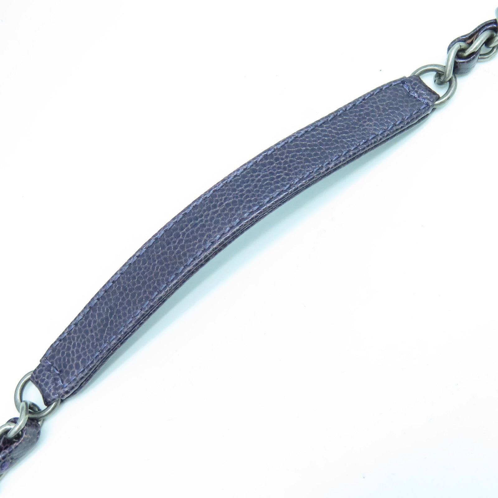 CHANEL 菱格Caviar皮革Chain Shoulder Bag银扣链带肩背袋紫色