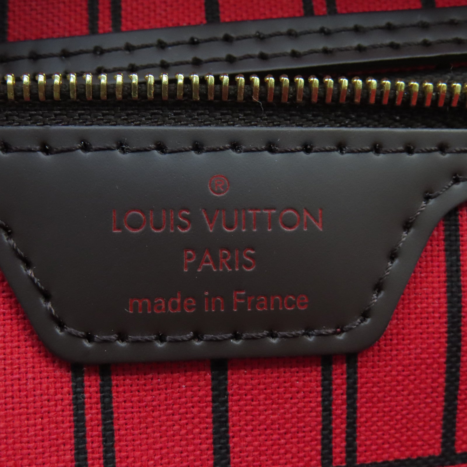 LOUIS VUITTON Damier Neverfull PM金扣手挽袋啡色