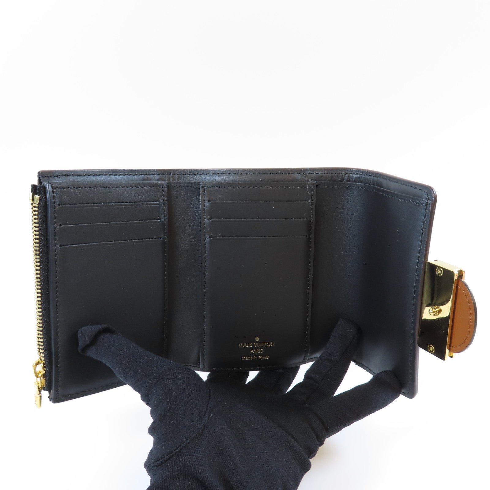 LOUIS VUITTON Monogram Reverse Dauphine金扣錢包啡色