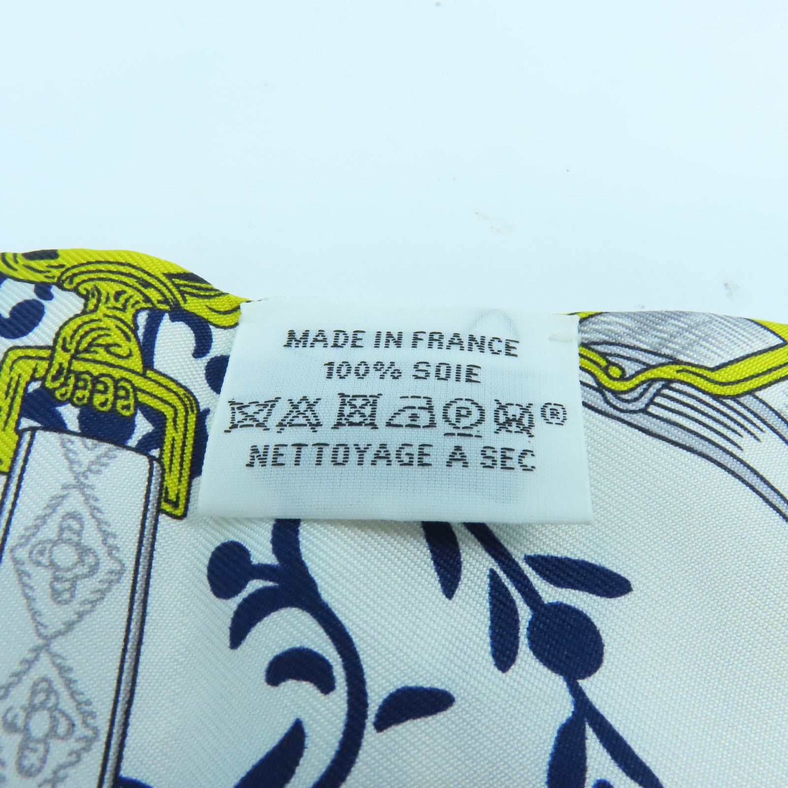 HERMES 絲質Twilly絲巾藍色/白色