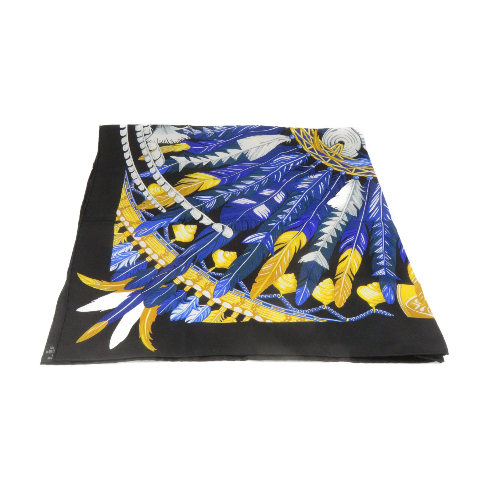 HERMES Silk Scarf 90cmx90cm Silk Scarf Black/Blue/Color