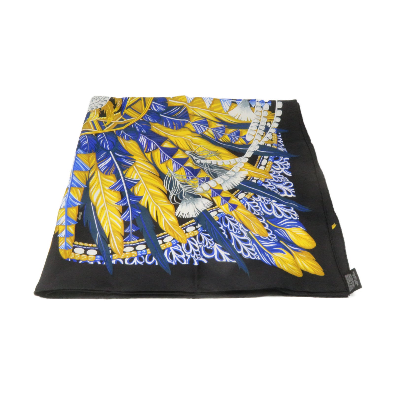 HERMES Silk Scarf 90cmx90cm Silk Scarf Black/Blue/Color