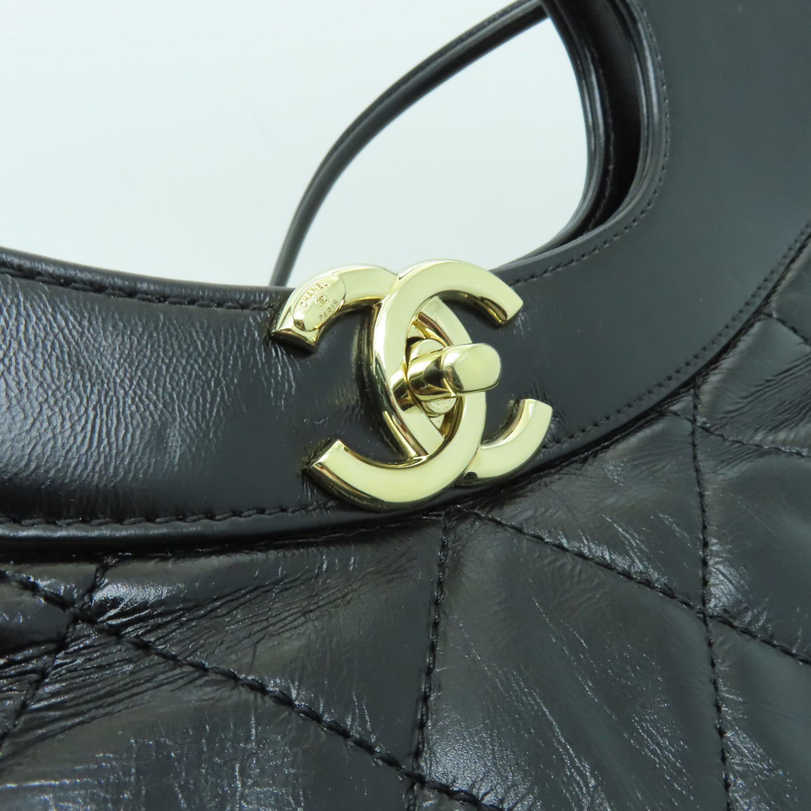 CHANEL 【激減優惠】菱格羊皮皮革Shoulder Bag金扣鏈帶手挽肩背兩用袋黑色