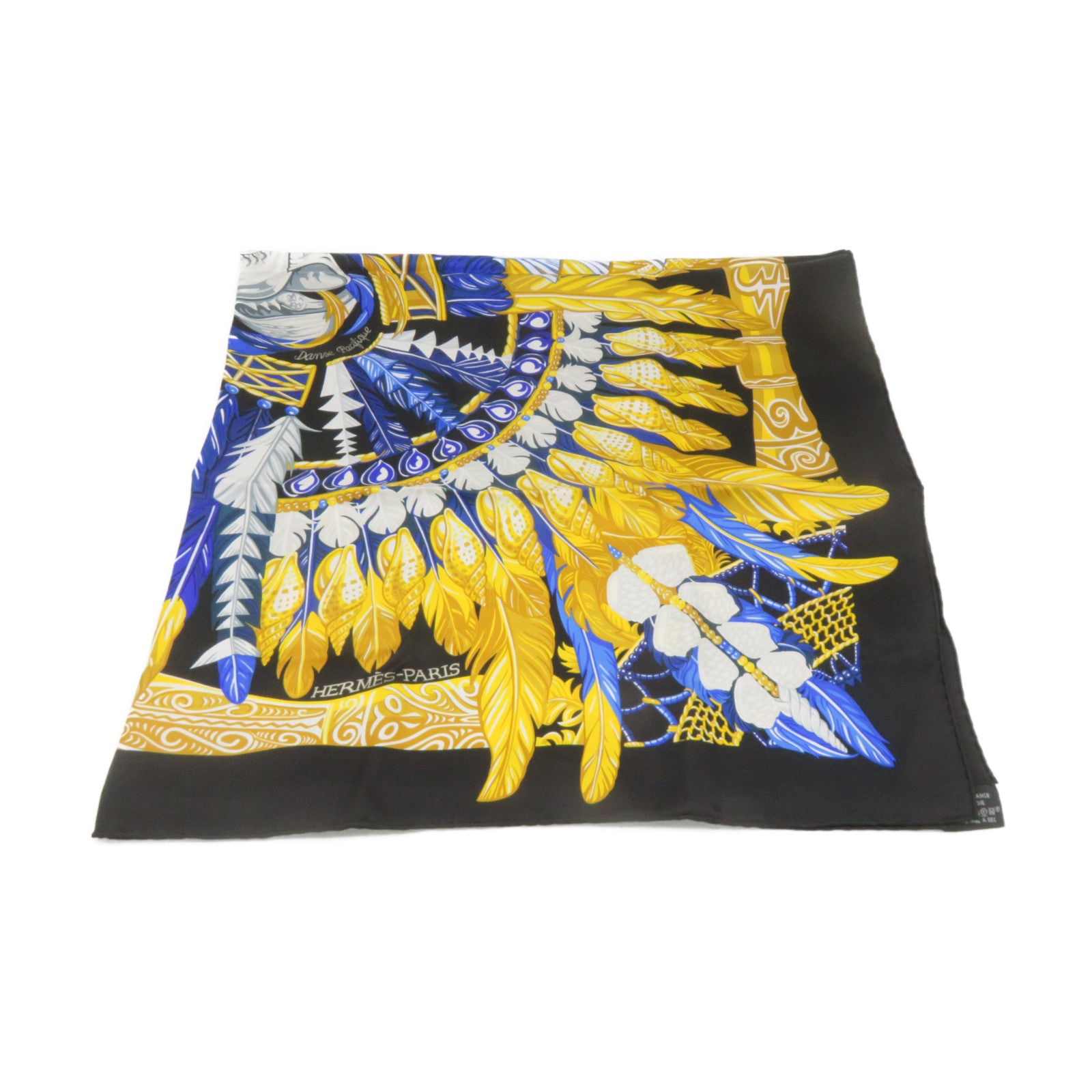 HERMES Silk Scarf 90cmx90cm Silk Scarf Black/Blue/Color