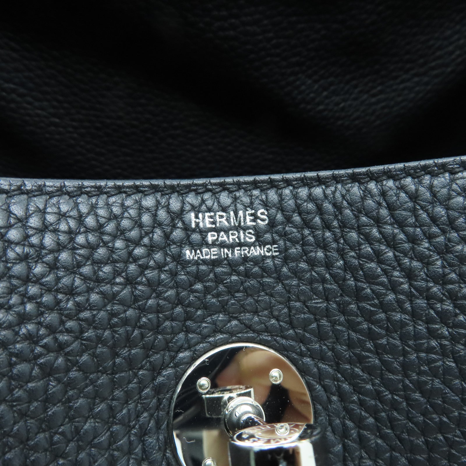 HERMES Clemence皮革Lindy 30銀扣手挽肩背兩用袋黑色