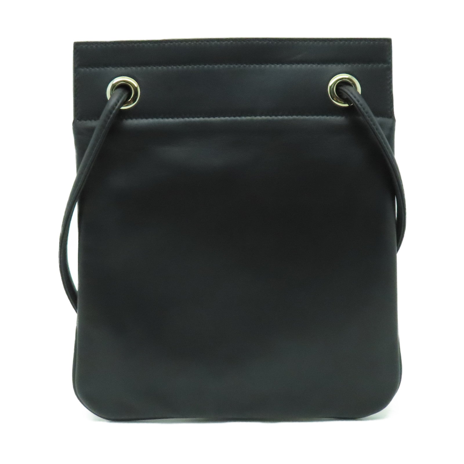 HERMES Swift皮革Aline銀扣肩背袋黑色