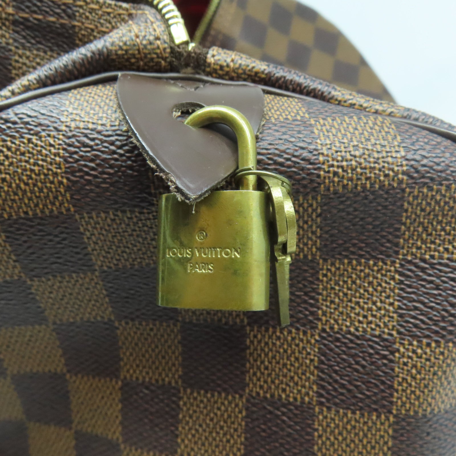 LOUIS VUITTON Damier Ebene Speedy 30金扣手挽袋啡色