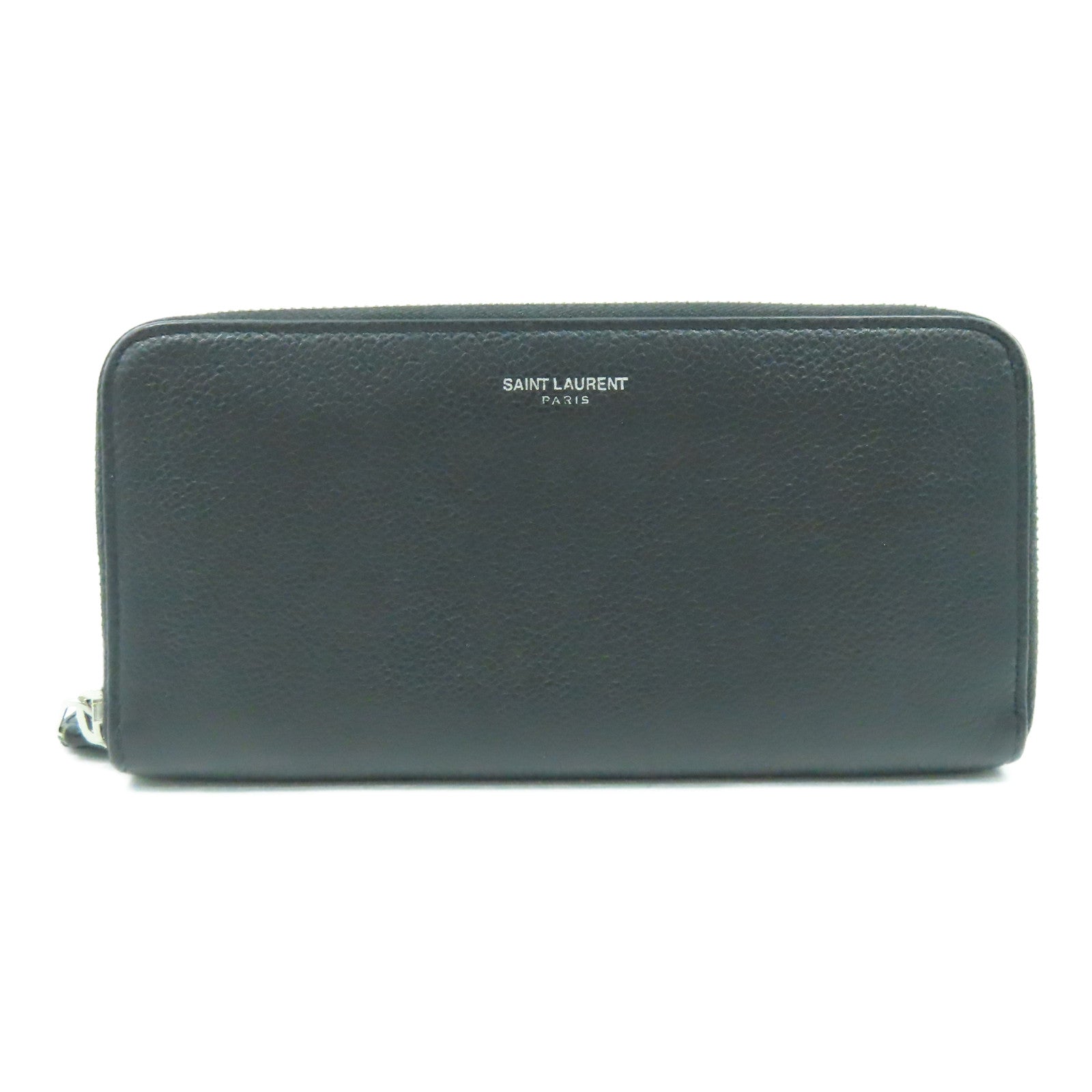 SAINT LAURENT 牛皮皮革Long Wallet銀扣長錢包黑色
