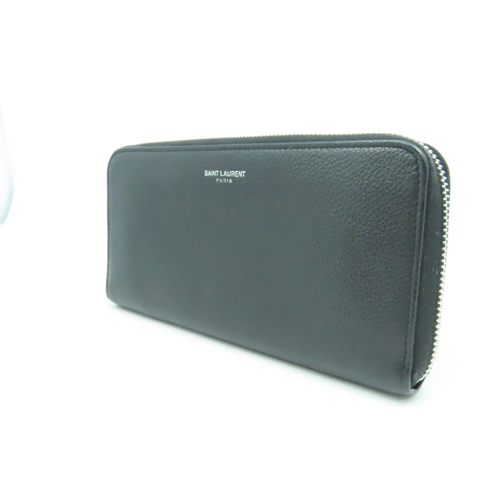SAINT LAURENT 牛皮皮革Long Wallet銀扣長錢包黑色