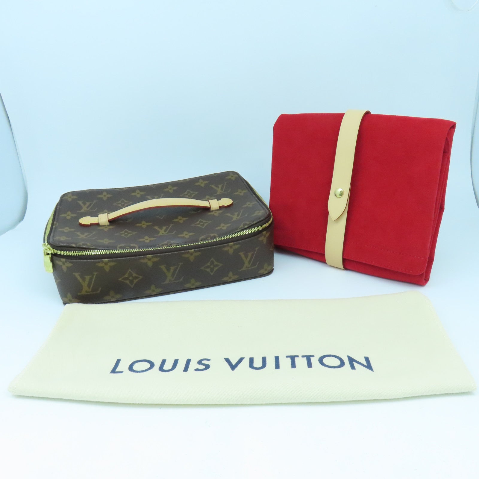 LOUIS VUITTON Monogram Nice Jewelry Case金扣首飾袋啡色