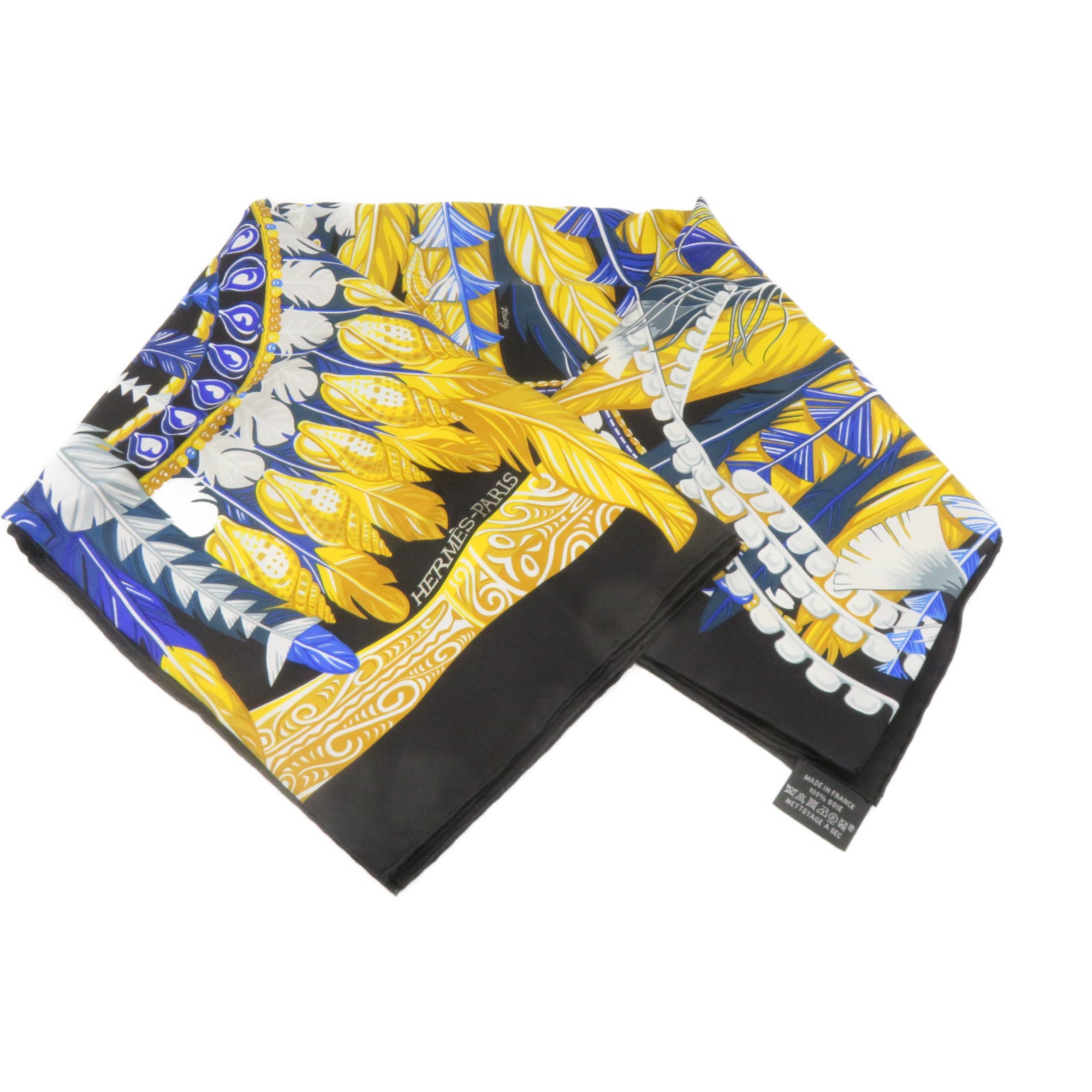 HERMES Silk Scarf 90cmx90cm Silk Scarf Black/Blue/Color