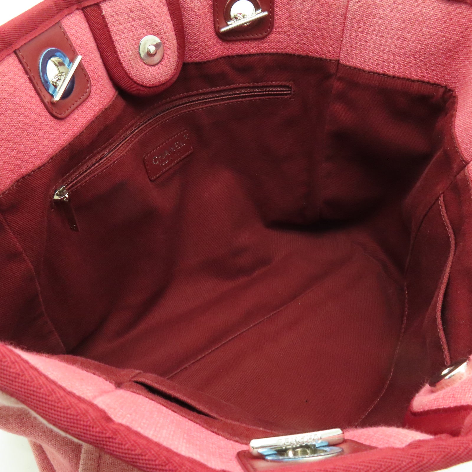 CHANEL 帆布Deauville Chain MM銀扣鏈帶肩背袋粉紅色