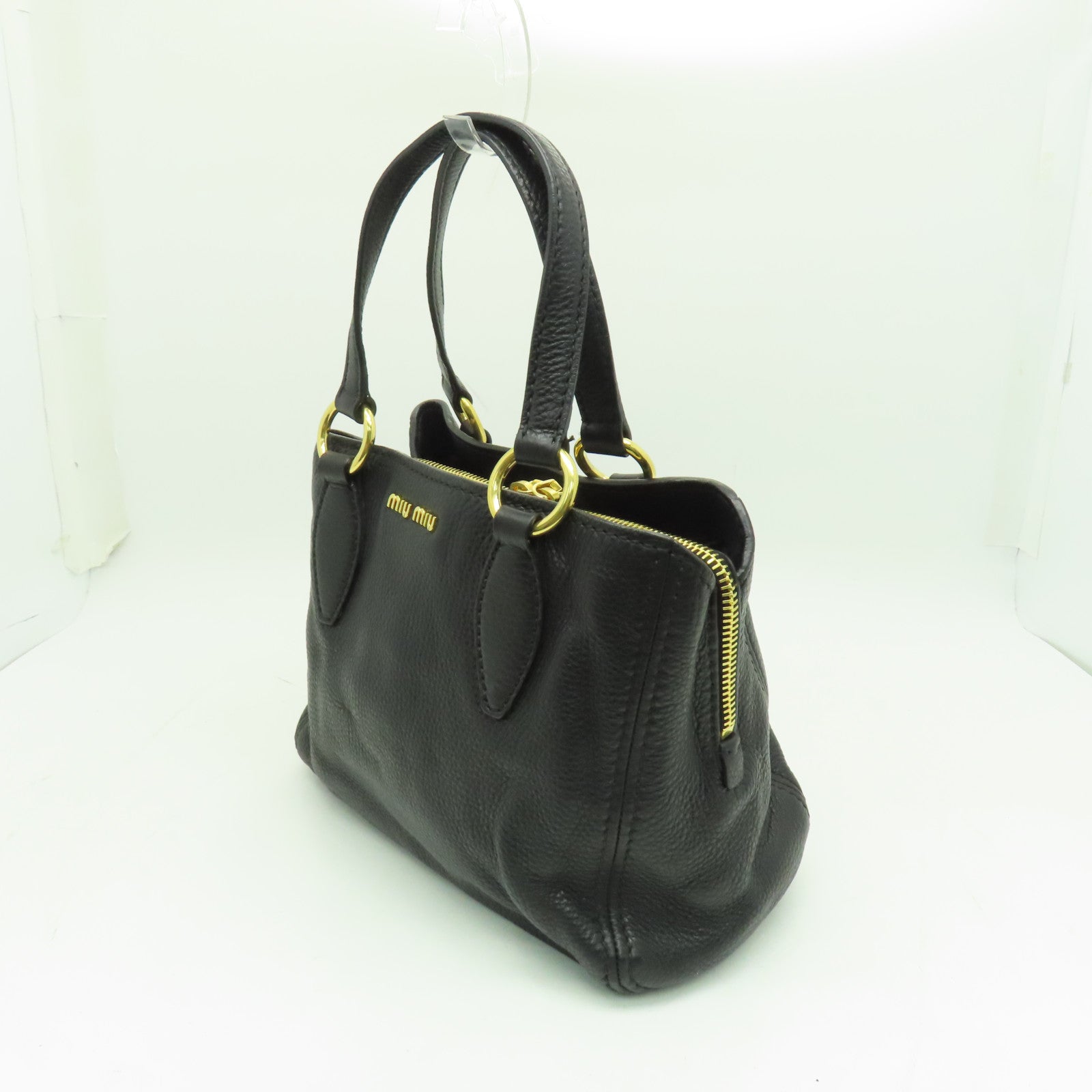 Miu Miu 牛皮皮革2way Shoulder Bag金扣手挽袋黑色