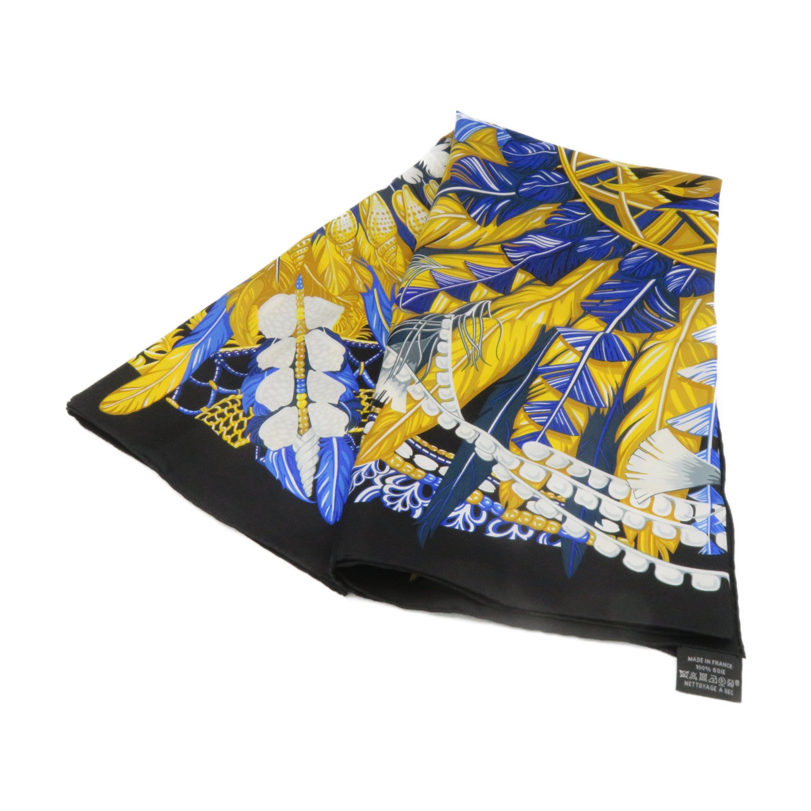 HERMES Silk Scarf 90cmx90cm Silk Scarf Black/Blue/Color