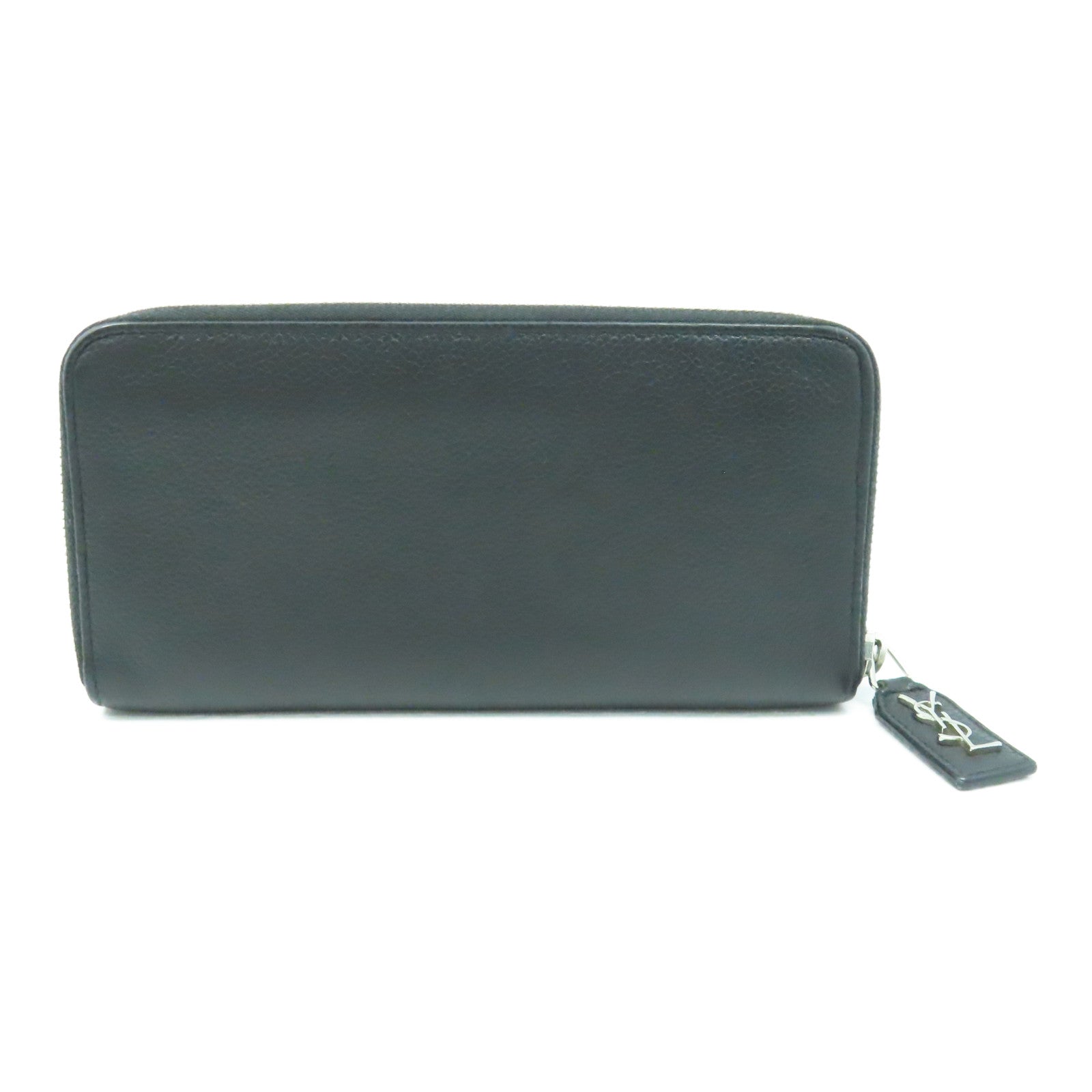 SAINT LAURENT 牛皮皮革Long Wallet銀扣長錢包黑色