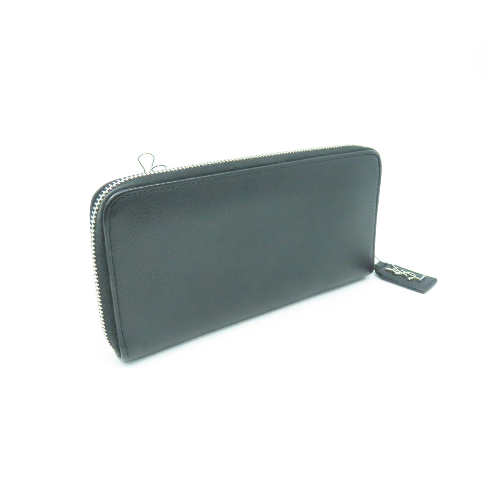 SAINT LAURENT 牛皮皮革Long Wallet銀扣長錢包黑色