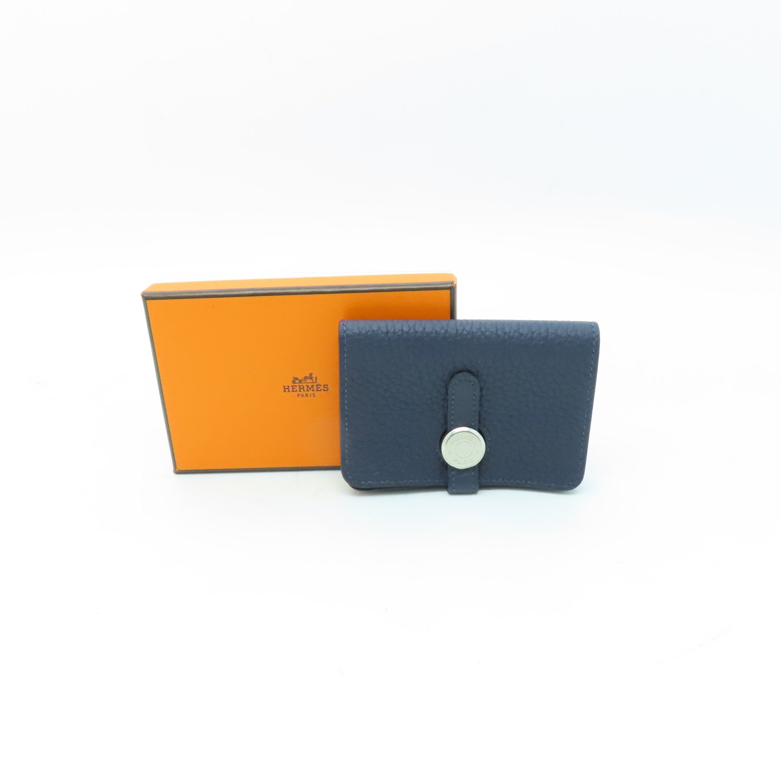 HERMES 【激減優惠】Clemence皮革Dogon Card Case銀扣卡片套