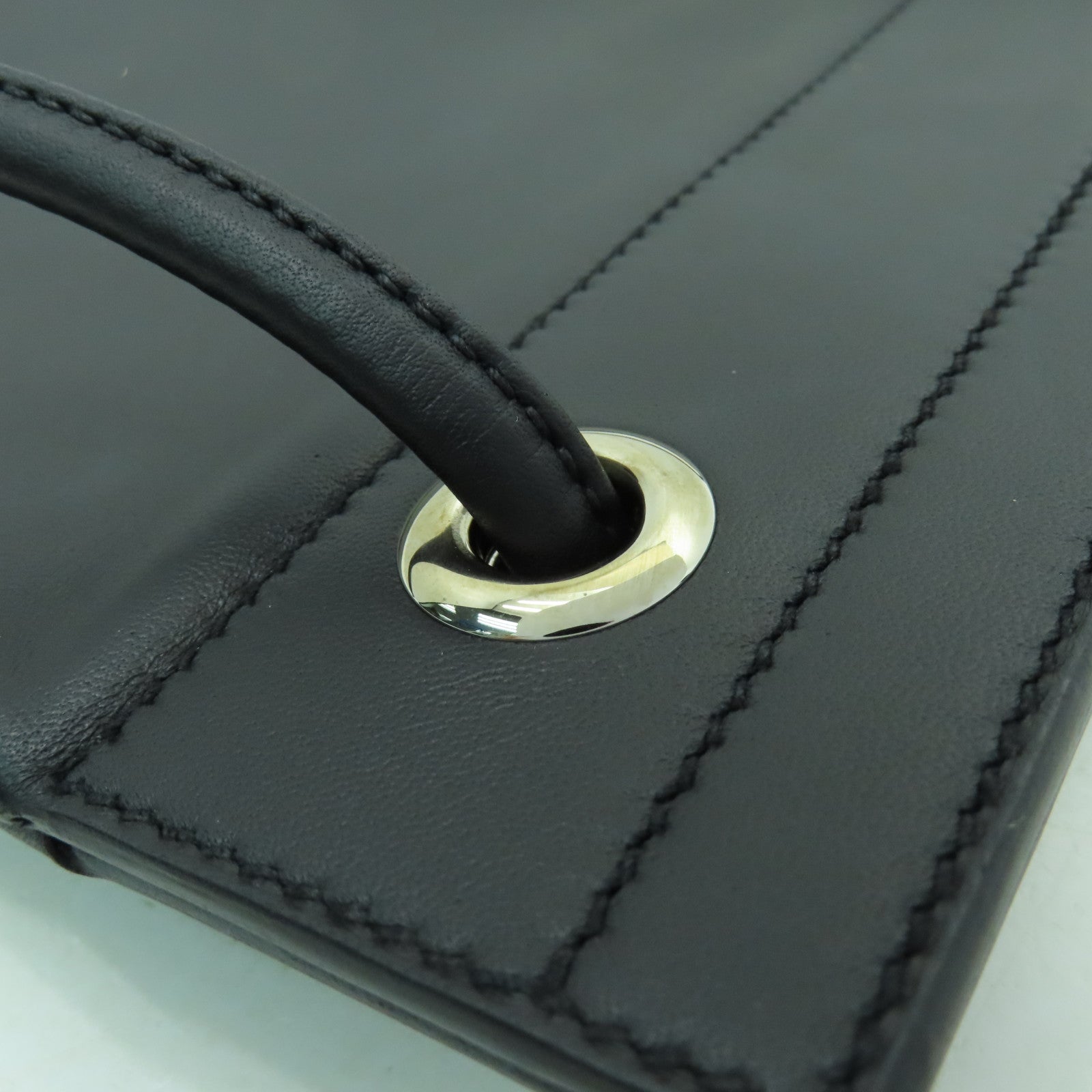 HERMES Swift皮革Aline銀扣肩背袋黑色