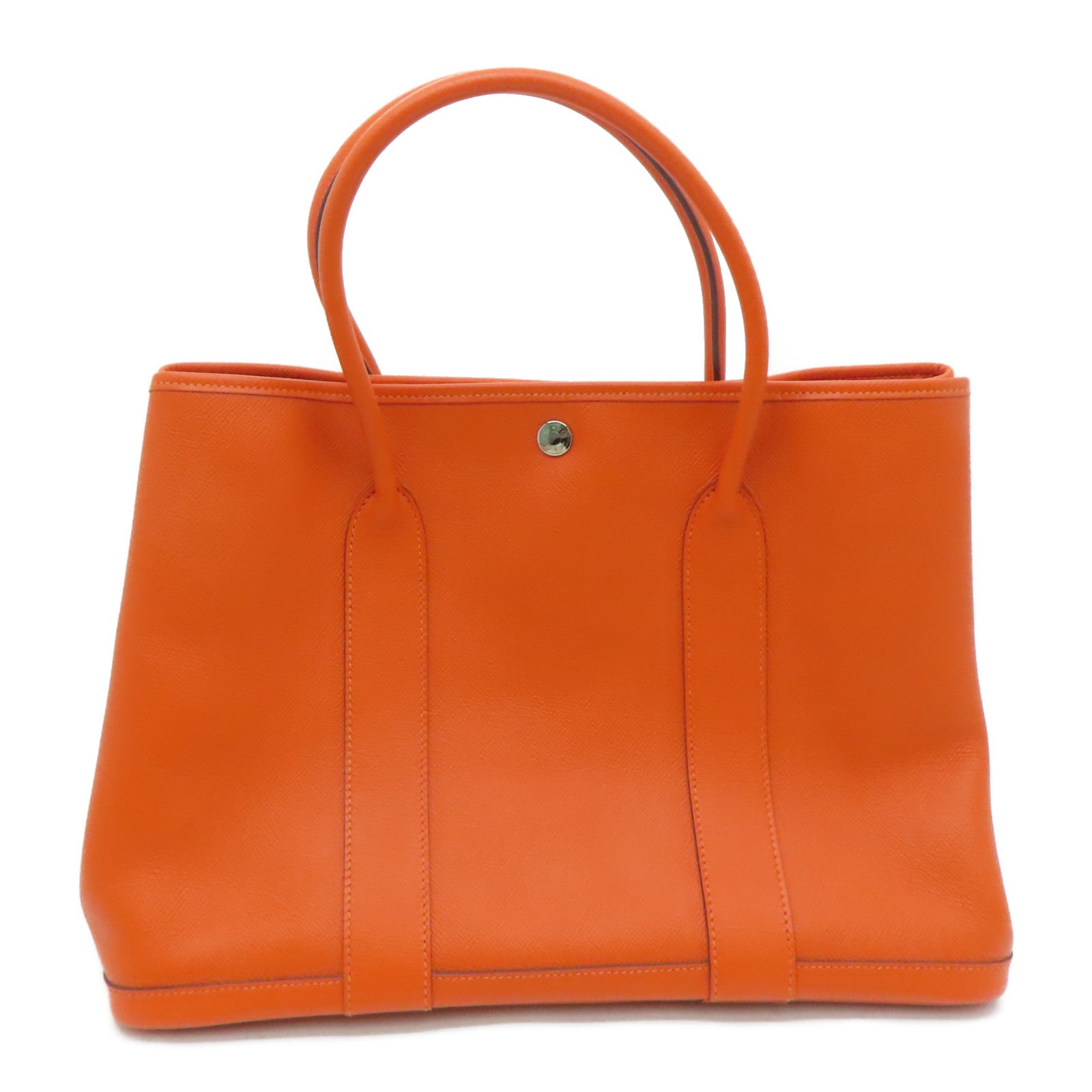 HERMES Epsom Leather GardenParty PM Silver Button Handle Bag