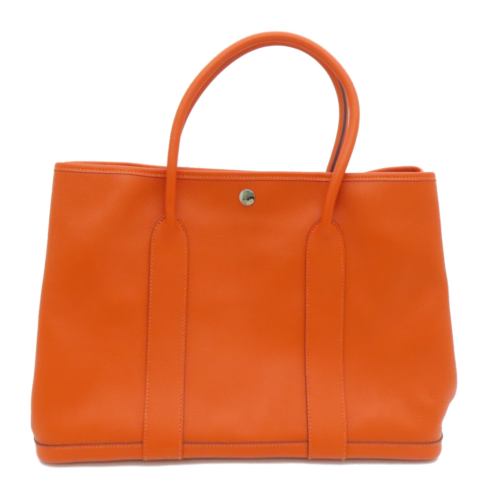 HERMES Epsom Leather GardenParty PM Silver Button Handle Bag