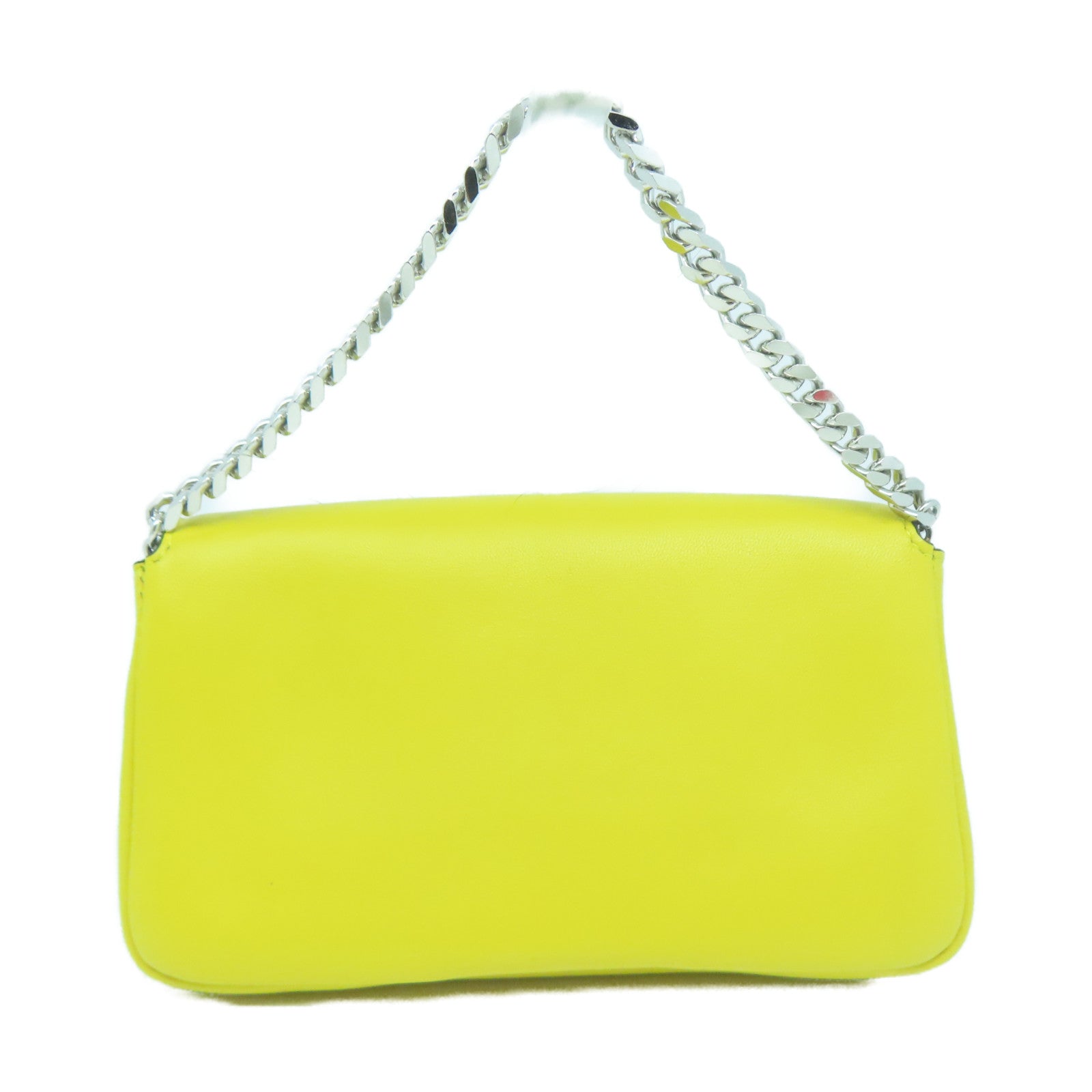 FENDI 羊皮皮革2 Way Shoulder銀扣手挽肩背兩用袋黃色
