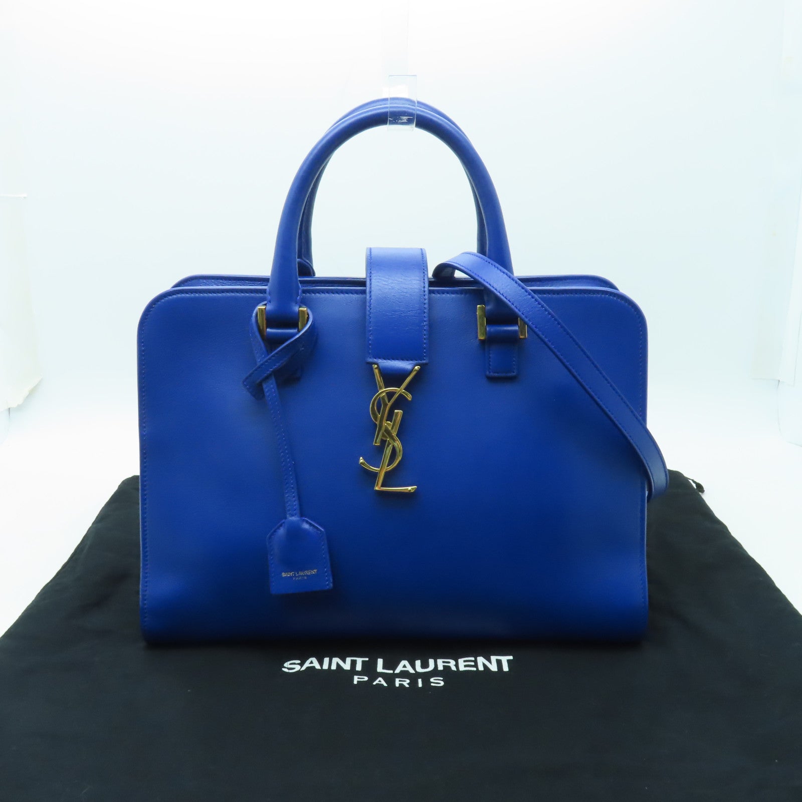 SAINT LAURENT 【激減優惠】牛皮皮革2 Way Shoulder Bag金扣手挽肩背兩用袋藍色