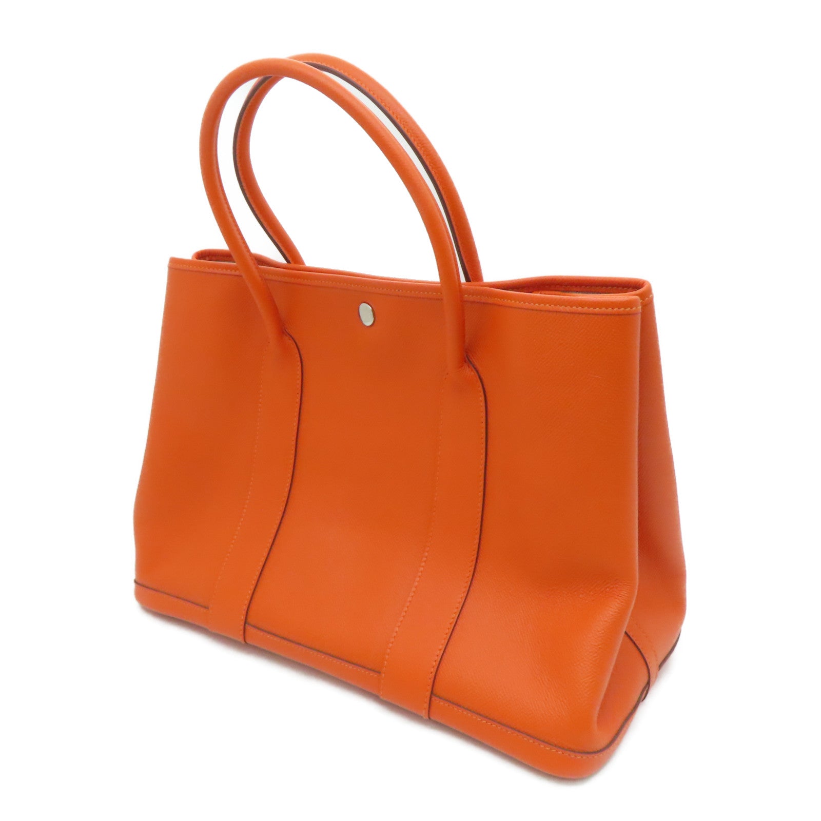 HERMES Epsom Leather GardenParty PM Silver Button Handle Bag