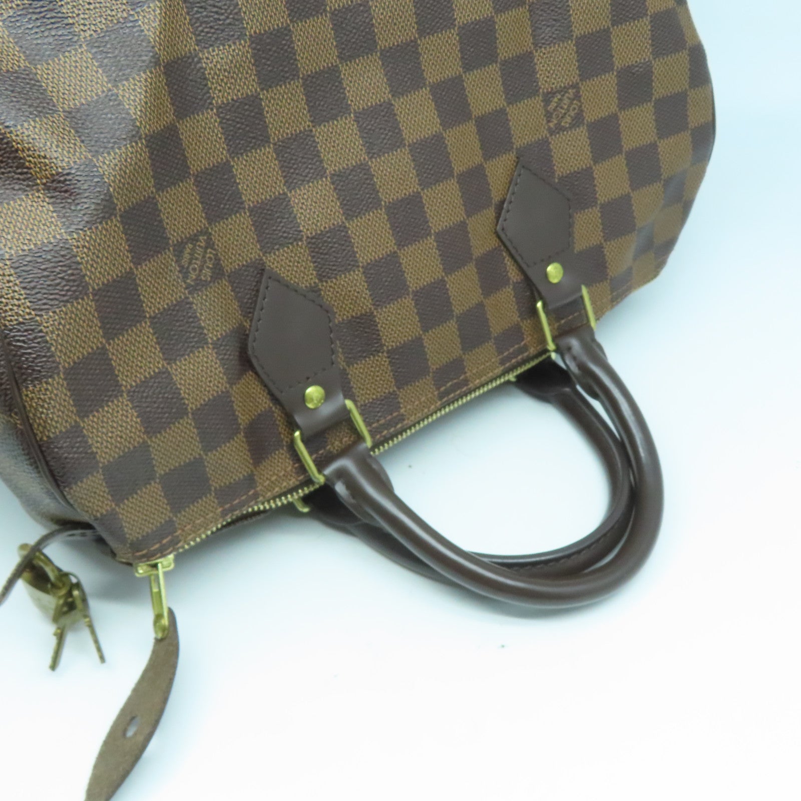 LOUIS VUITTON Damier Ebene Speedy 30金扣手挽袋啡色