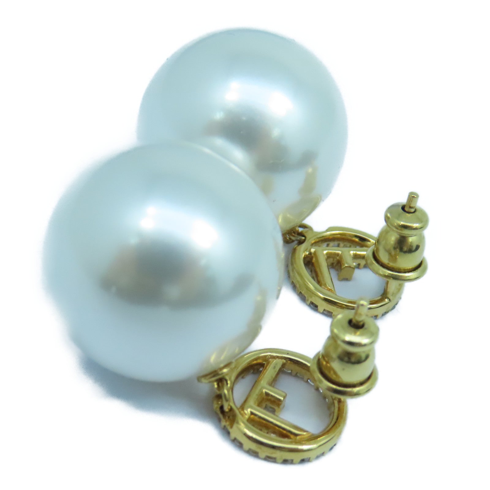 FENDI 金屬Earrings耳環白色/金色