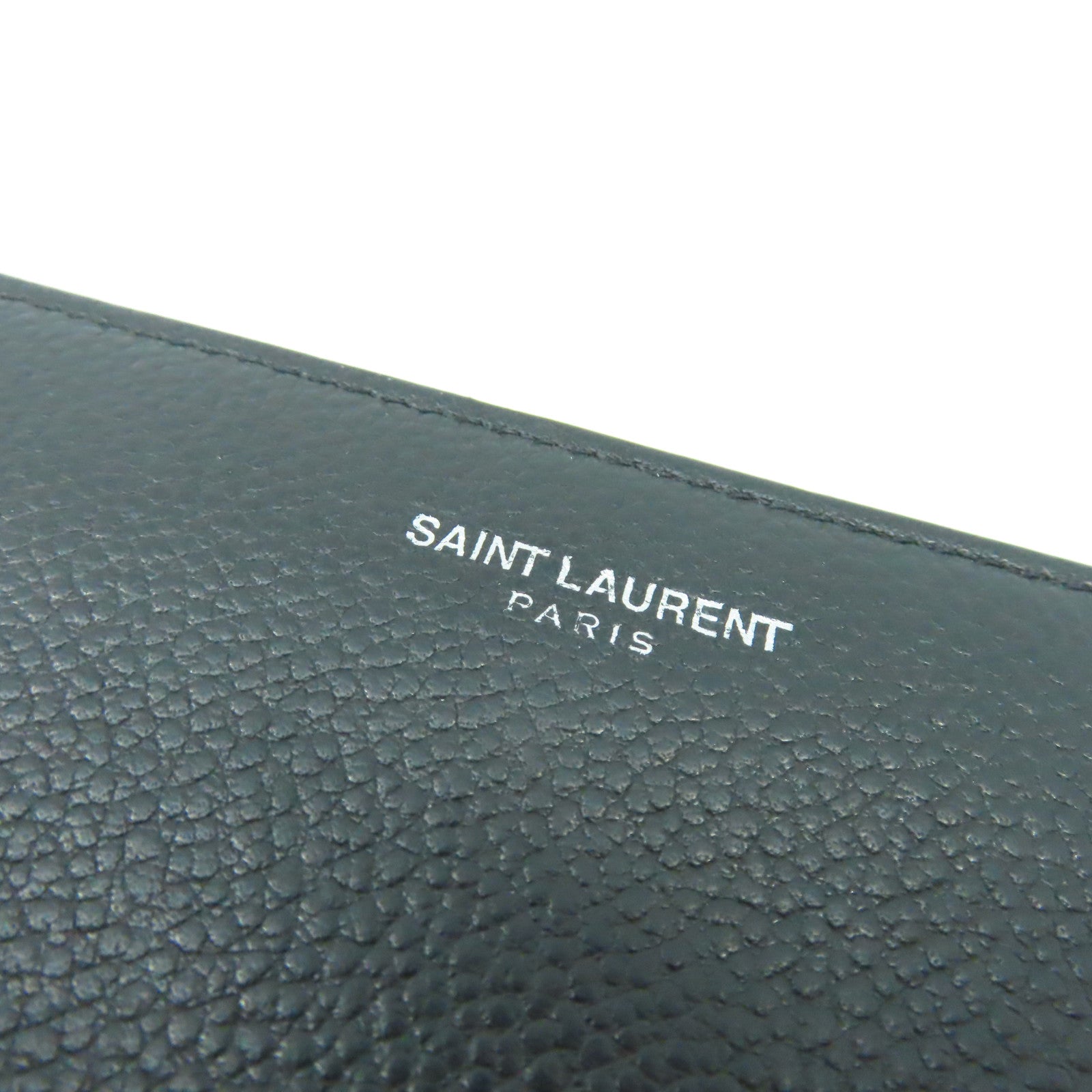 SAINT LAURENT 牛皮皮革Long Wallet銀扣長錢包黑色