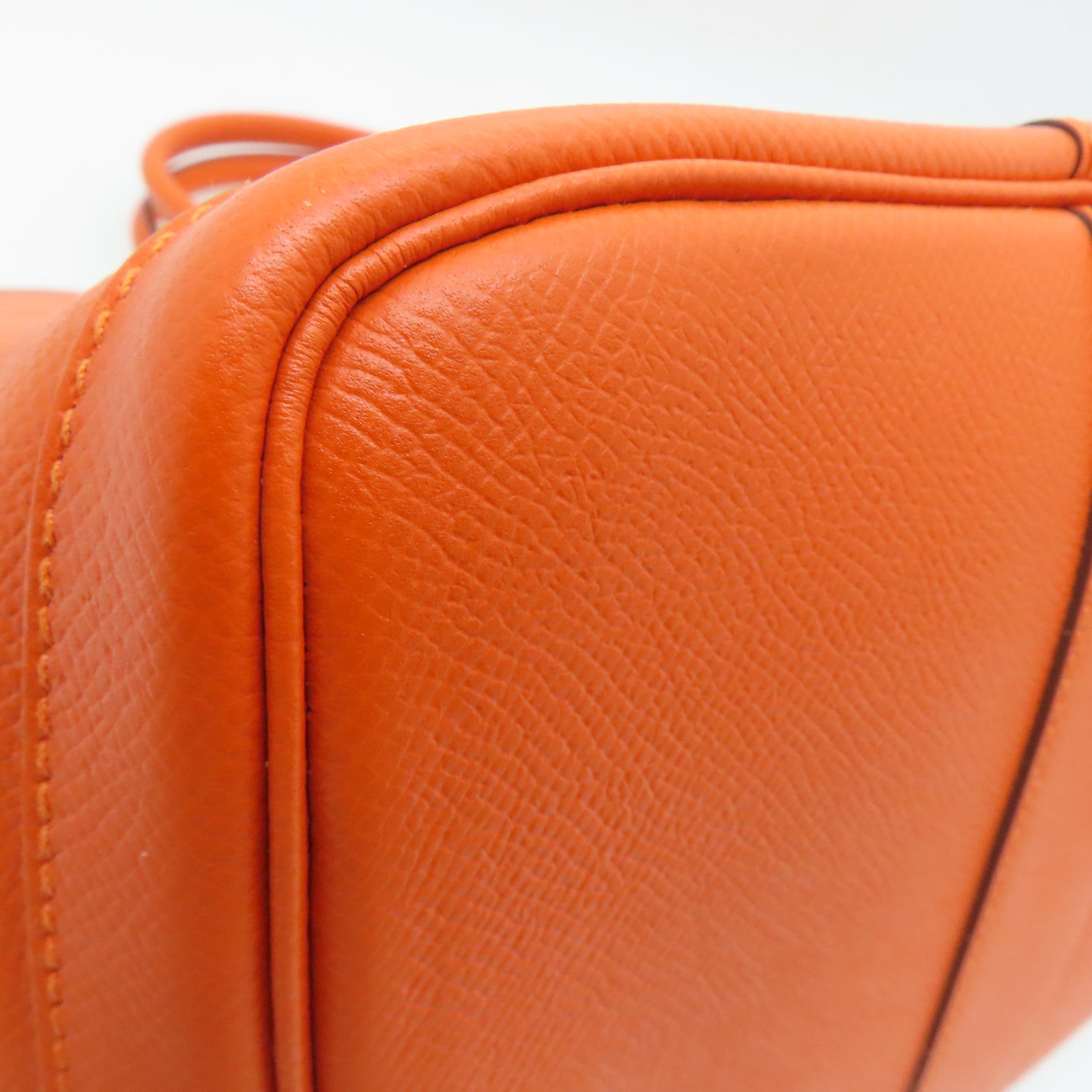 HERMES Epsom Leather GardenParty PM Silver Button Handle Bag