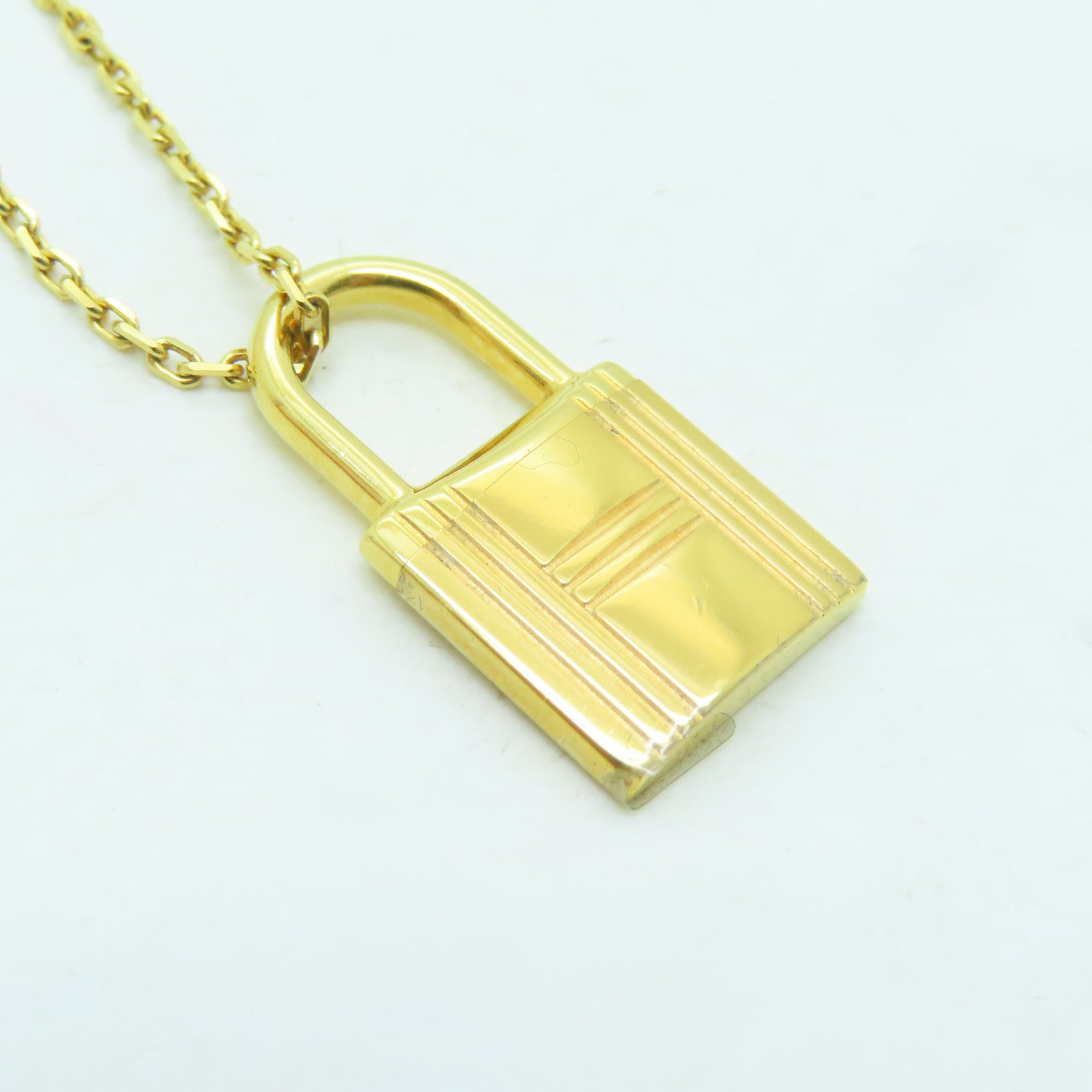 HERMES 金屬/Swift皮革O'Kelly Pendant項鍊金色/啡色