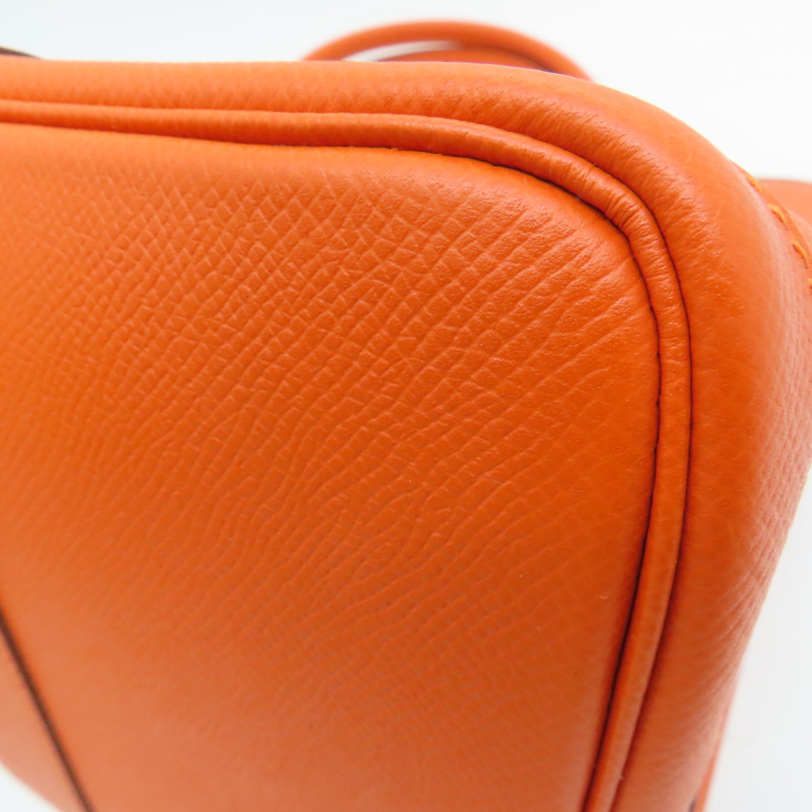 HERMES Epsom Leather GardenParty PM Silver Button Handle Bag