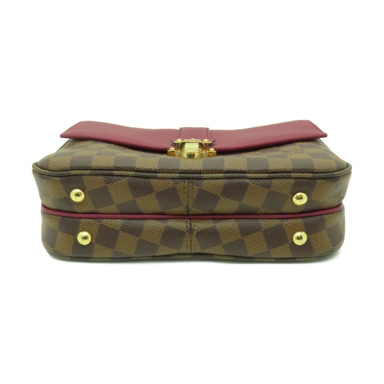 LOUIS VUITTON Damier Ebene Clapton金扣肩背袋啡色/酒紅色