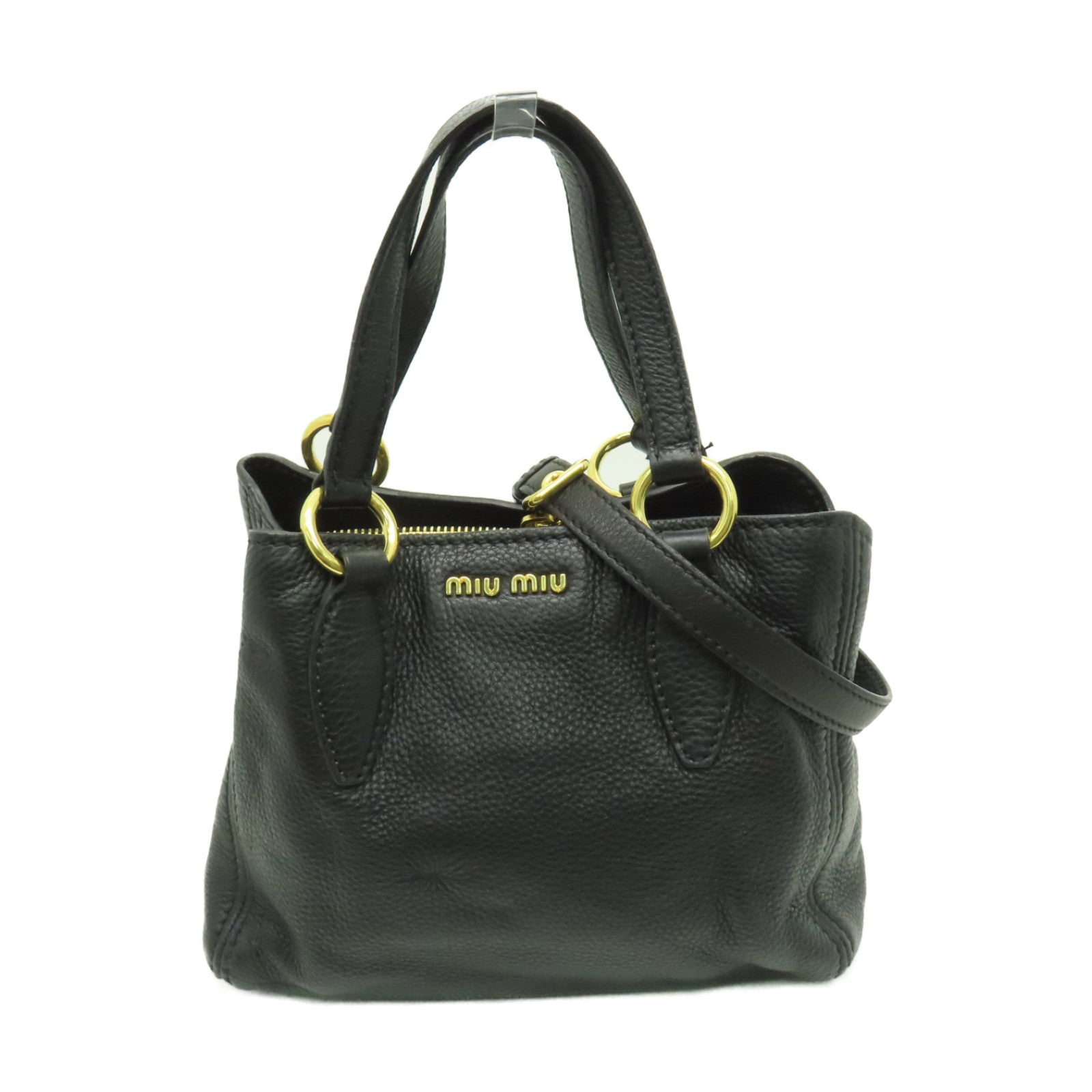Miu Miu 牛皮皮革2way Shoulder Bag金扣手挽袋黑色