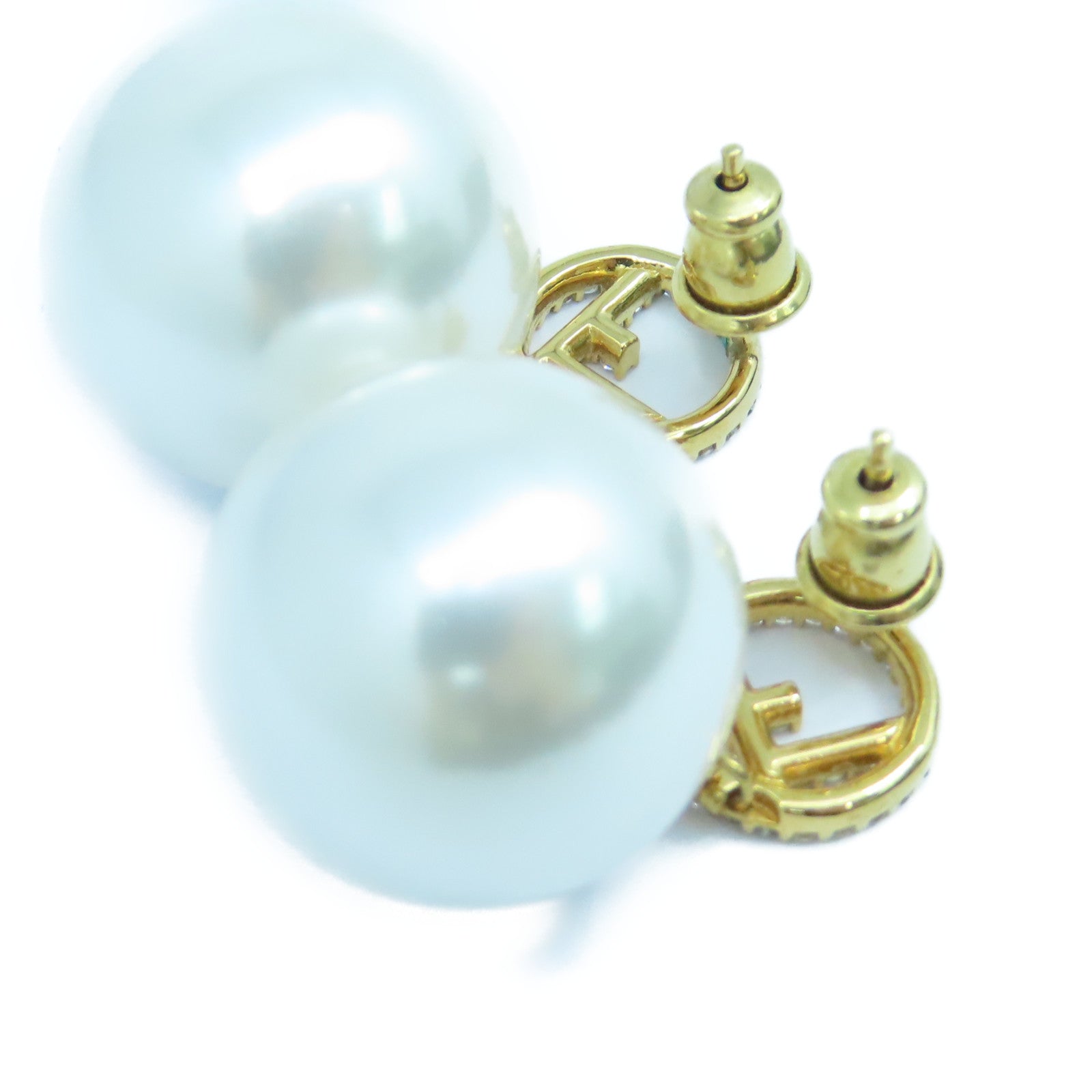 FENDI 金屬Earrings耳環白色/金色