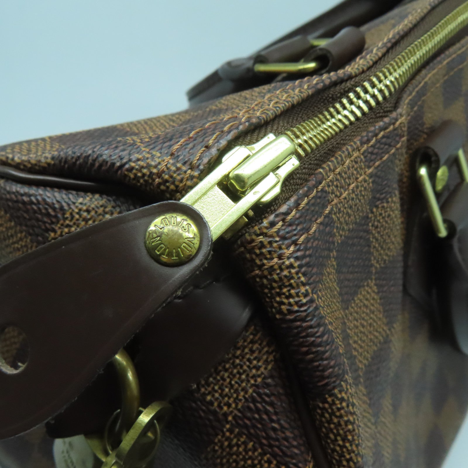 LOUIS VUITTON Damier Ebene Speedy 30金扣手挽袋啡色