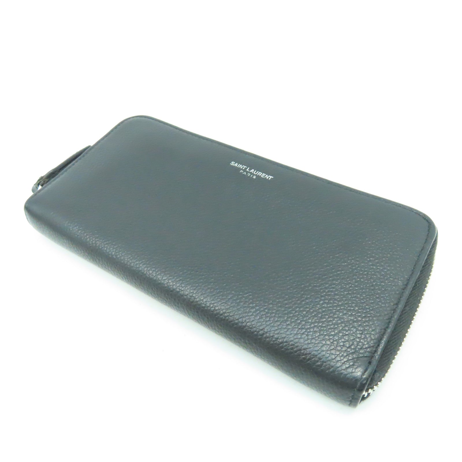 SAINT LAURENT 牛皮皮革Long Wallet銀扣長錢包黑色
