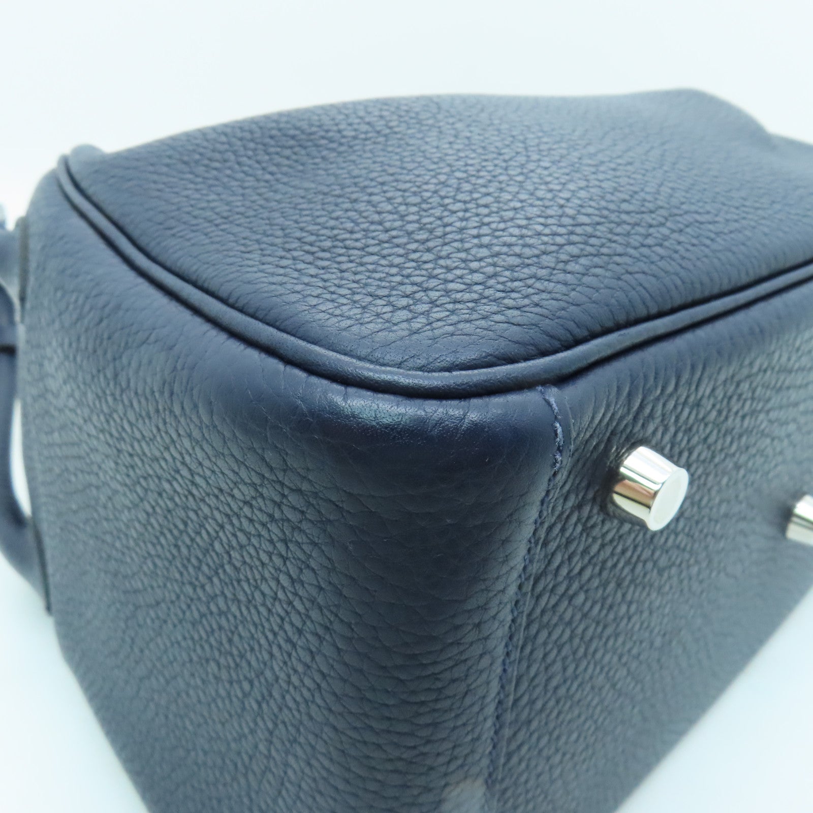 HERMES Clemence皮革Lindy 26銀扣手挽肩背兩用袋寶藍色